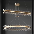 Modern Double Layer Glass Chandelier With Gold Circular Frame Design 3d model