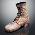 Worn Brown Leather High Top Work Boots With Laces And Thick Worn Soles 3d model