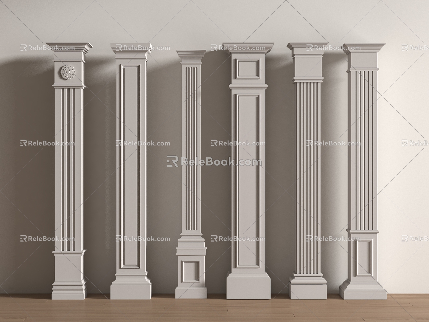 European Column Roman Column Gypsum Column Gypsum Line Cylindrical Square Column 3d model