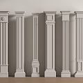 European Column Roman Column Gypsum Column Gypsum Line Cylindrical Square Column 3d model