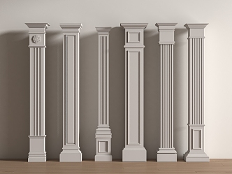 European Column Roman Column Gypsum Column Gypsum Line Cylindrical Square Column 3d model