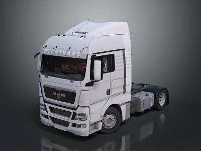White MAN Cargo Truck With INTERTRANS Sign 3d model White MAN Cargo Truck With INTERTRANS Sign 3d model