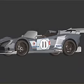 Gray And White Convertible Racing Car With Rear Wing Number 11 ROWE Logo Dark Seats