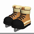 Stylish Yellow And Black Ice Skates With Black Laces And Metal Blades