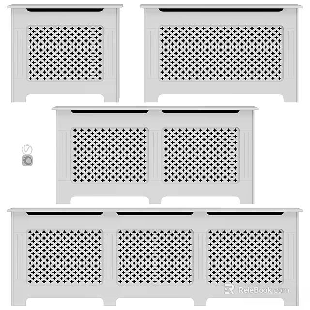 Decorative White Radiator Covers With Grid Pattern For Modern Home Interior 3d model