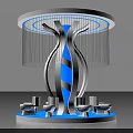 Modern Commercial Display Equipment With Circular Top Streamlined Design And Blue Lighting Base Platforms 3d model