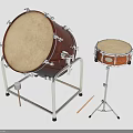 Professional Drum Equipment Set With Bass Drum Snare Drum Metal Stands And Drumsticks