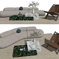 Modern sofa coffee table combination 3d model