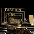 Floral Installation Design For Fashion Event Runway With Decorative Columns And Seating Arrangement