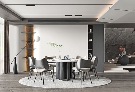 Modern Restaurant Dining Table and Chair Combination 3d model