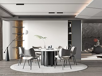 Modern Restaurant Dining Table and Chair Combination 3d model