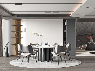 Modern Restaurant Dining Table and Chair Combination 3d model