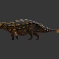 Prehistoric Reptile With Spiked Tail And Colorful Carapace Featuring Orange Yellow Patterns