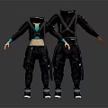 Tactical Black Clothing With Suspenders And Multi Pocket Design For Modern Style