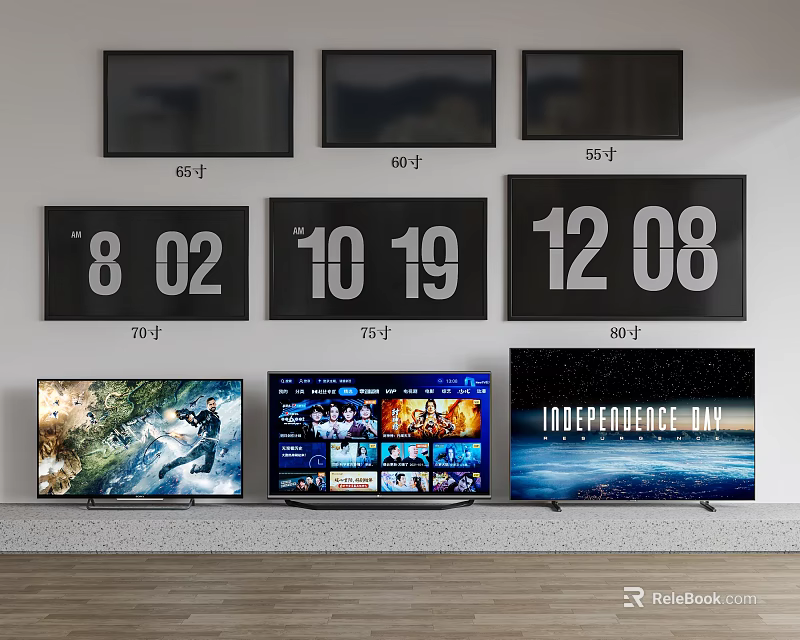 Variety Of Televisions Displayed In Modern Interior 3d model 