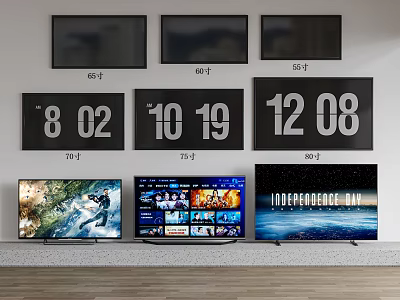 Variety Of Televisions Displayed In Modern Interior 3d model