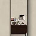 Elegant Modern Entryway Cabinet And Side Cabinet With Decorative Vase Photo Frames And Branches