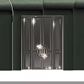 Elegant Modern Double Doors With Circular Design On Green Walls 3d model