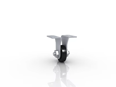Industrial Metal Caster Wheel With Black Rubber Tire And Mounting Bracket 3d model