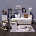 Kids Room Interior With Rocking Horse Small Sofa Decorative Paintings And Star Rug