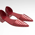 Red Open Toe Shoes With Block Heel And Striped Upper Design 3d model