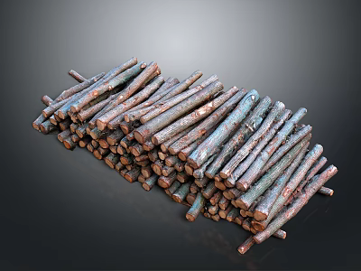 Natural Plant Wooden Sticks Stacked For Garden Decoration And Craft Use 3d model