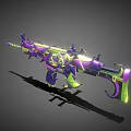 Ornate Purple And Green Assault Rifle With Decorative Patterns And Glowing Accents