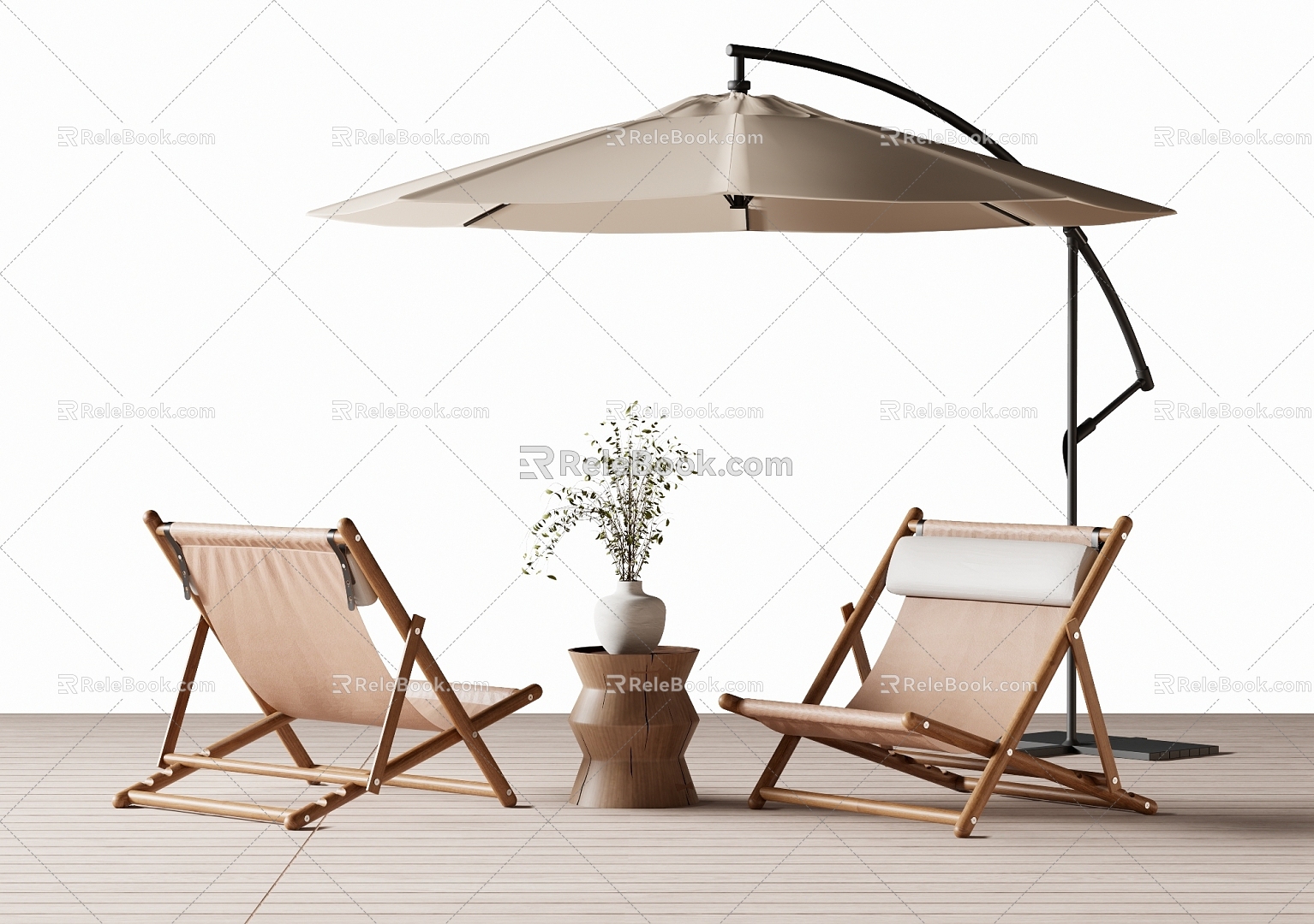 Outdoor Leisure Chair Outdoor Table and Chair Rattan Chair Sunshade 3d model