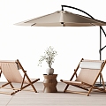 Outdoor Leisure Chair Outdoor Table and Chair Rattan Chair Sunshade 3d model