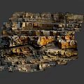 Layered Wood and Stone Natural Structure with Textured Surfaces and Earthy Tones