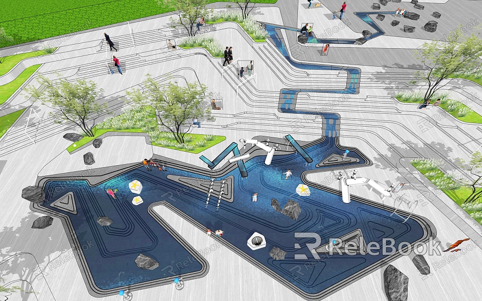 modern children's play area children's play area landscape children's water park play water facilities water conservancy project steps flowing water landscape model