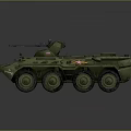 Green Military Wheeled Armored Tank With Turret And Weapon On Dark Background
