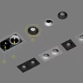 Modern Downlights and Spotlights with Various Black and White Base Designs and Recessed Installation