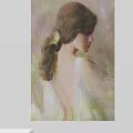 Soft Colored Female Portrait Painting With Long Hair Profile And Artistic Brushstrokes