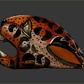 Colorful Leopard Head Mask With Red Black Spots Open Mouth And Sharp Teeth