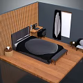 Modern Bedroom Furniture Setup With Wooden Slat Wall Bed Nightstand Desk And Chair