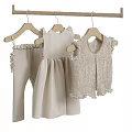 Children's Light Colored Clothing Set With Dress Vest And Ruffled Details On Hangers