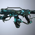 Futuristic Sci Fi Weapon With Blue Luminous Accents And Metallic Design