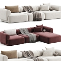 Fabric Multi-person Sofa Three-seat Sofa Corner Sofa 3d model