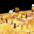 Golden Wheat Field Photo Check-in Spot With Wooden Plank Path Scarecrows And Windmill