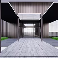 Modern Residential Main Entrance Gate With High Rise Buildings Driveway And Green Lawns