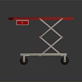 Red Mobile Hydraulic Lift Cart With Metal Frame And Swivel Wheels