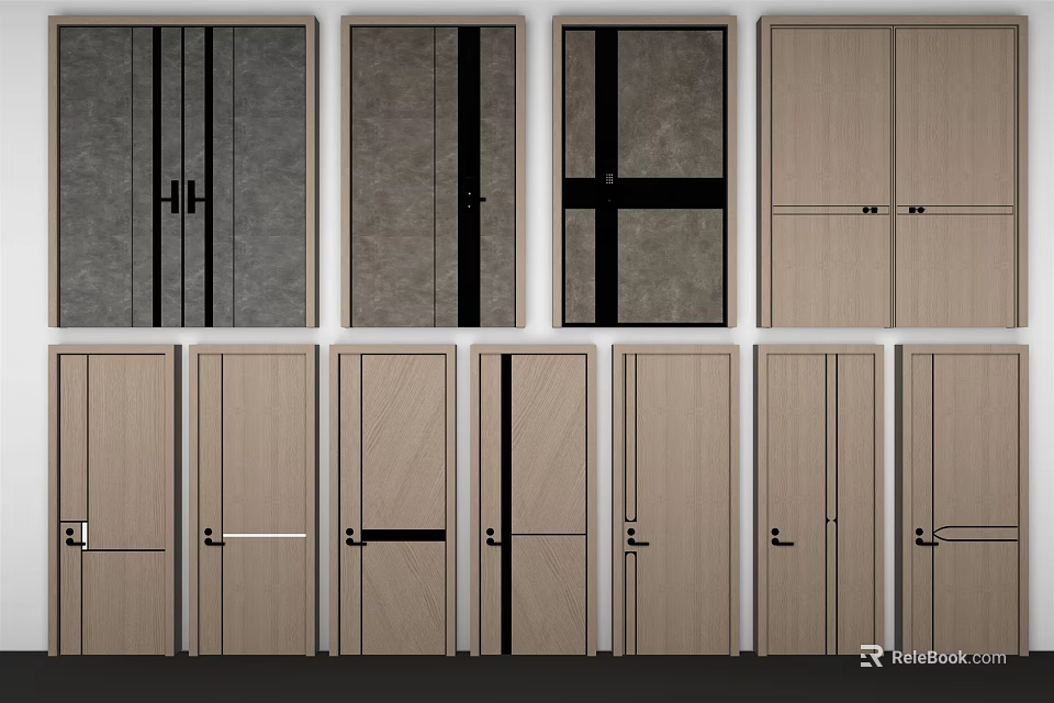 Various Hinged Doors With Modern Designs And Different Finishes For Home Use 3d model 