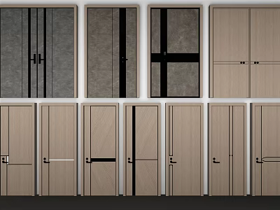 Various Hinged Doors With Modern Designs And Different Finishes For Home Use 3d model