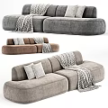 Modern Design Casual Sofa Set In Various Colors With Patterned Pillows And Textured Blankets 3d model