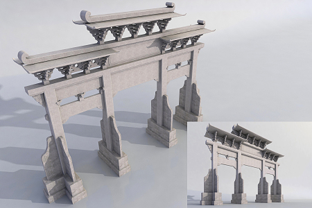 Chinese archway 3d model