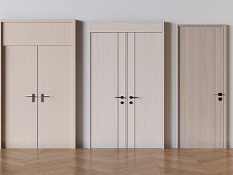 Cream Double Door Double Door Double Door Solid Wood Single Door Swing Door 3d model