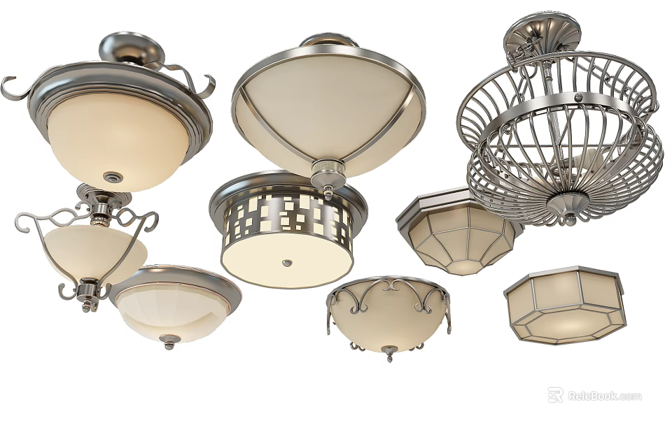 Stylish Ceiling Lights With Various Designs For Home Interior Decoration 3d model