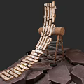 Creative Wood And Stone Ramp Structure With Wooden Planks Log Support And Stone Base