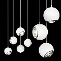 Modern White Spherical Chandeliers Hanging With Different Sizes And Bright Lights